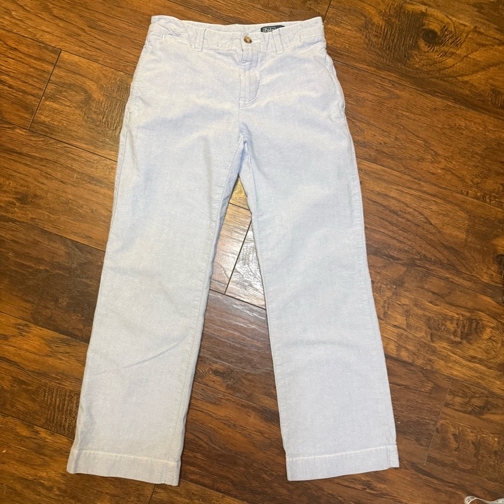 Ralph Lauren Boys Size 10 Light Blue Chino Dress Pants 100% cotton Preppy Casual